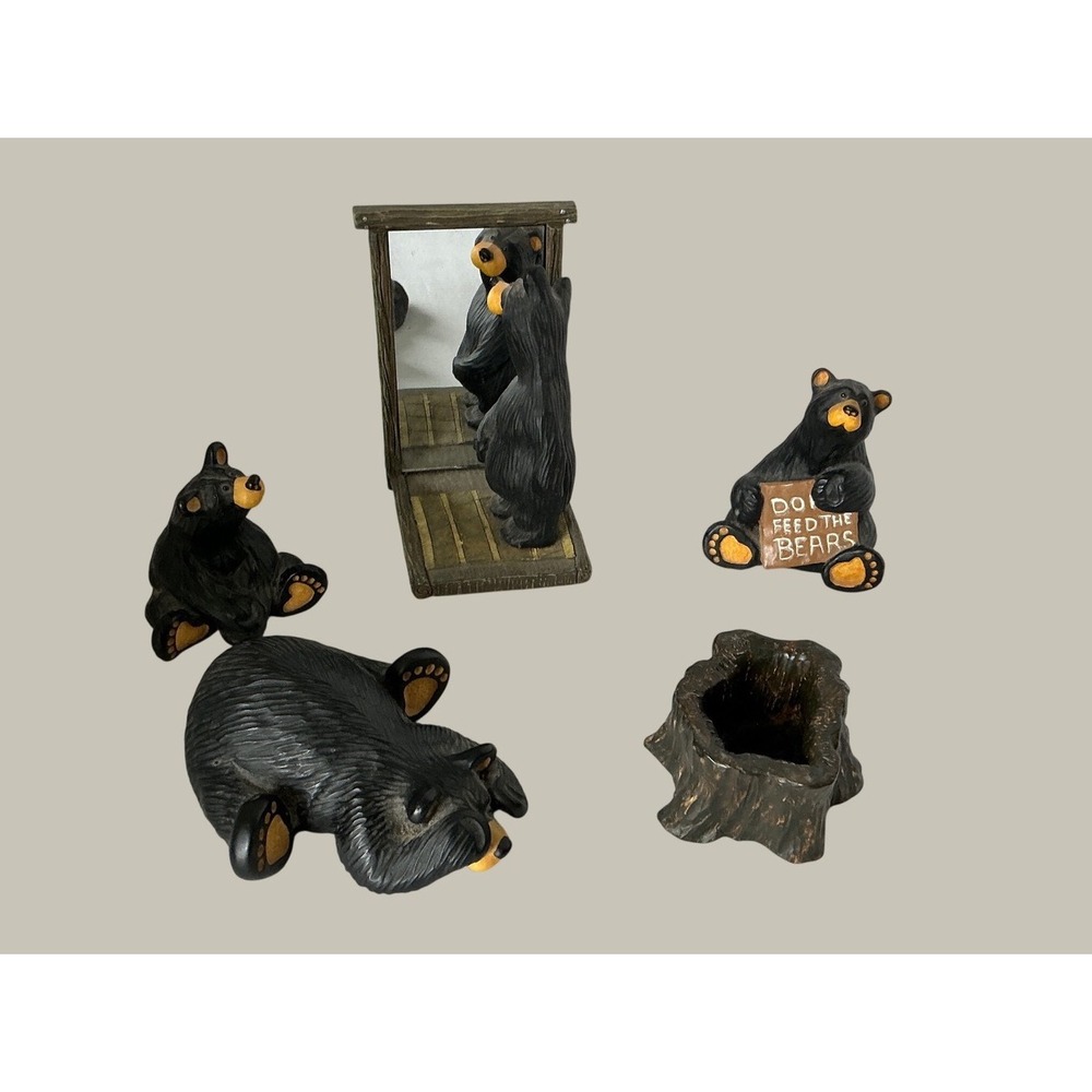 Big Sky Carvers Bearfoots Kritter Hollows Black Bear Figurines Mixed Lot 5pc